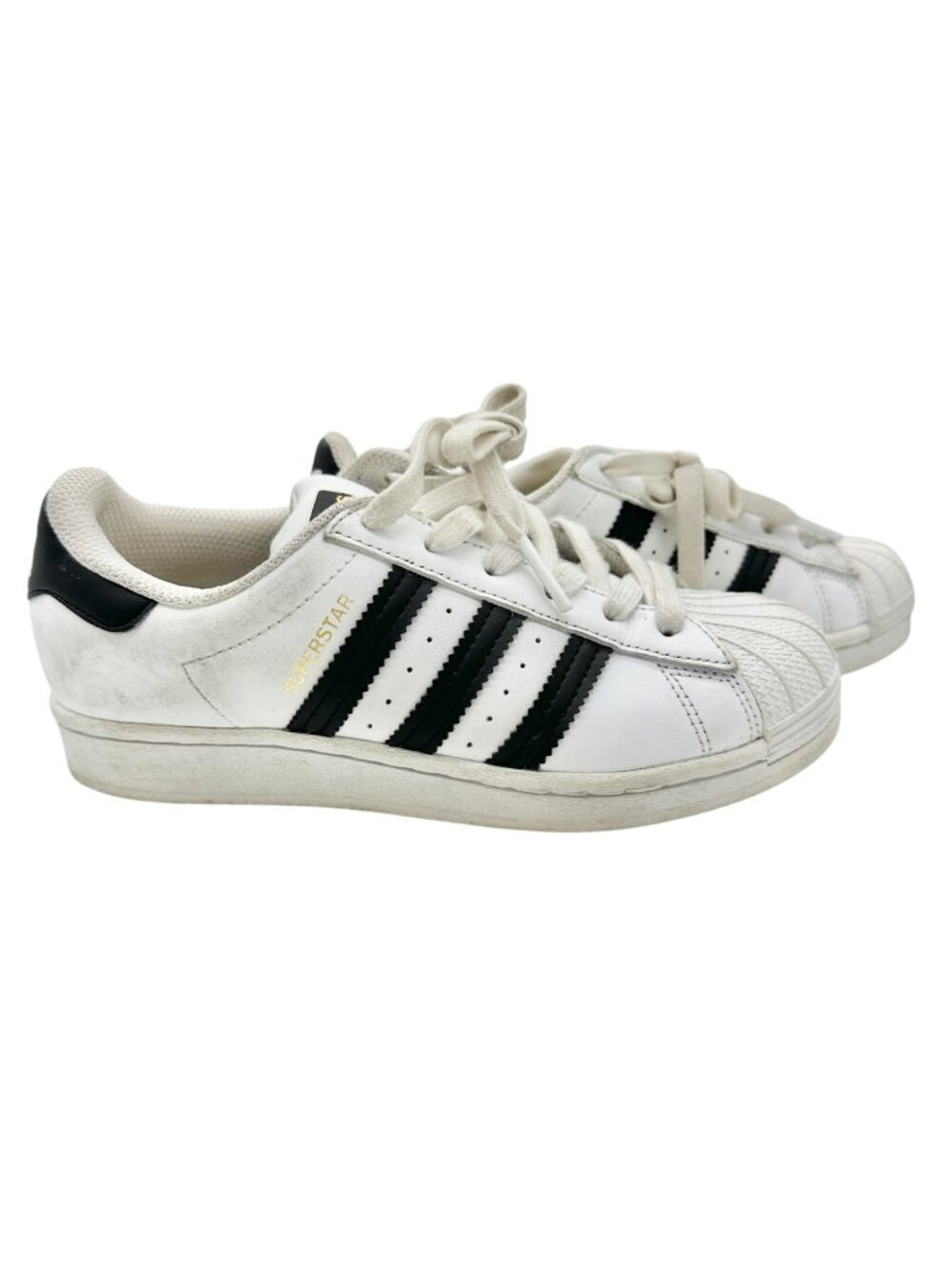 Adidas Superstar Sneakers Womens Sz 4 US White Black Stripes Shell Toe Vtg Style